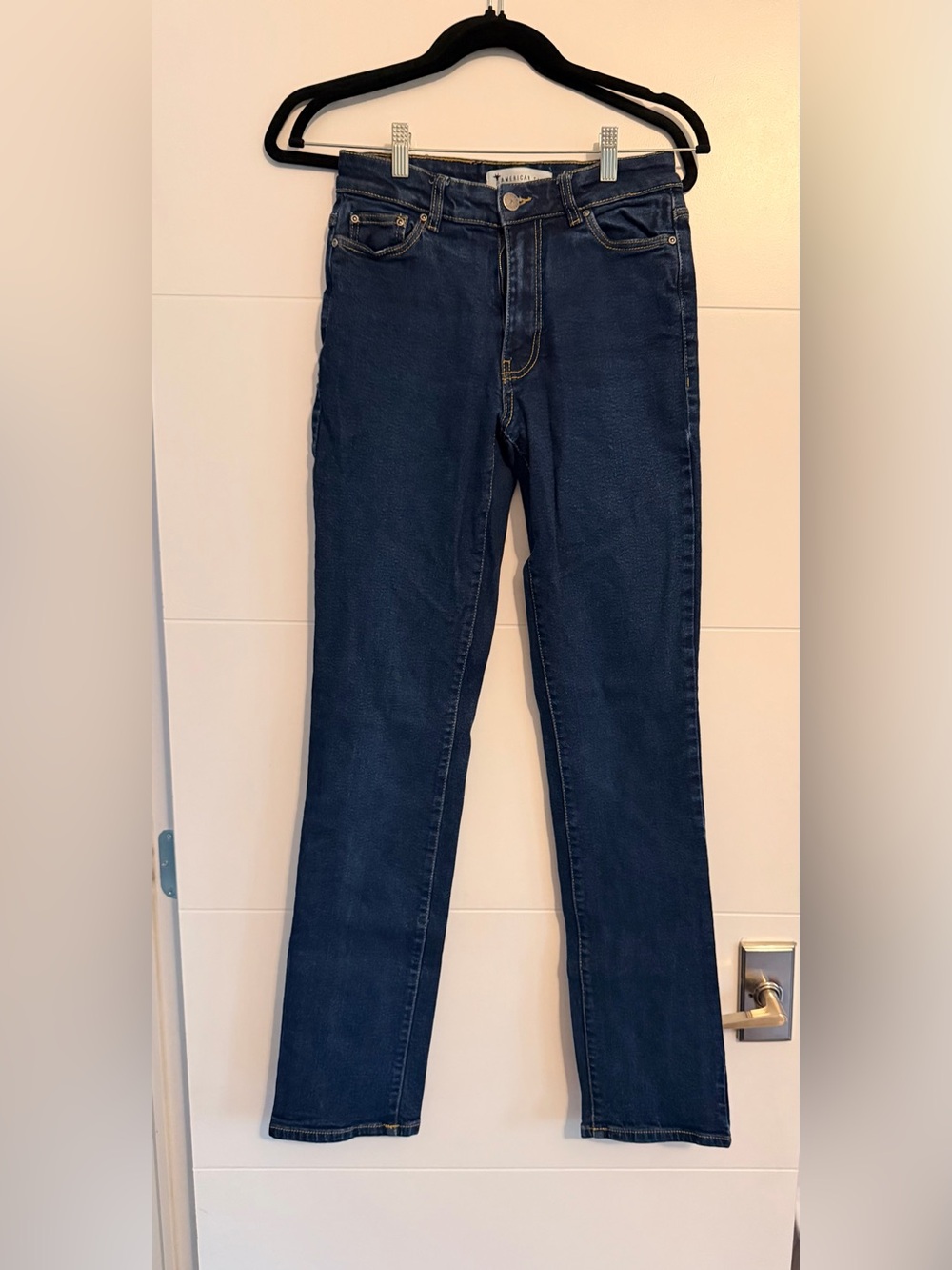American Tall HARPER HIGH RISE STRAIGHT STRETCH TALL WOMEN'S JEANS IN INK BLUE